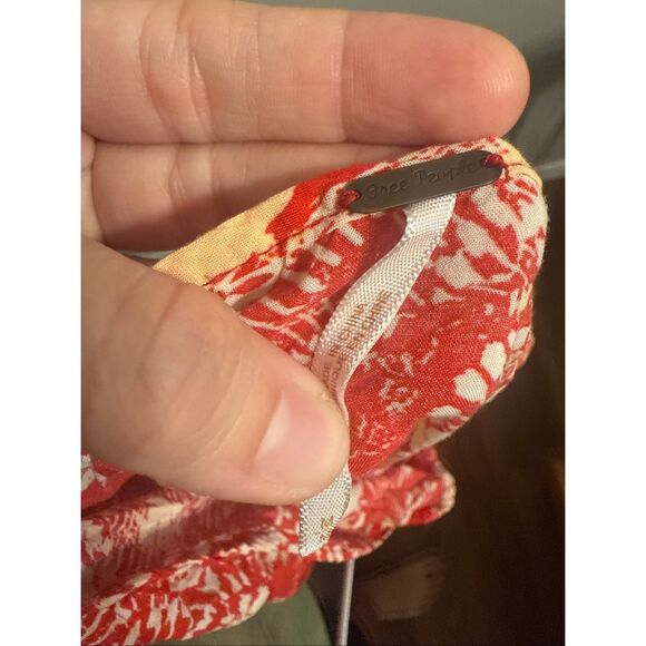 Free People Ginko Red Yellow Floral Sleeveless Swing Mini Dress Size Medium - Picture 3 of 5